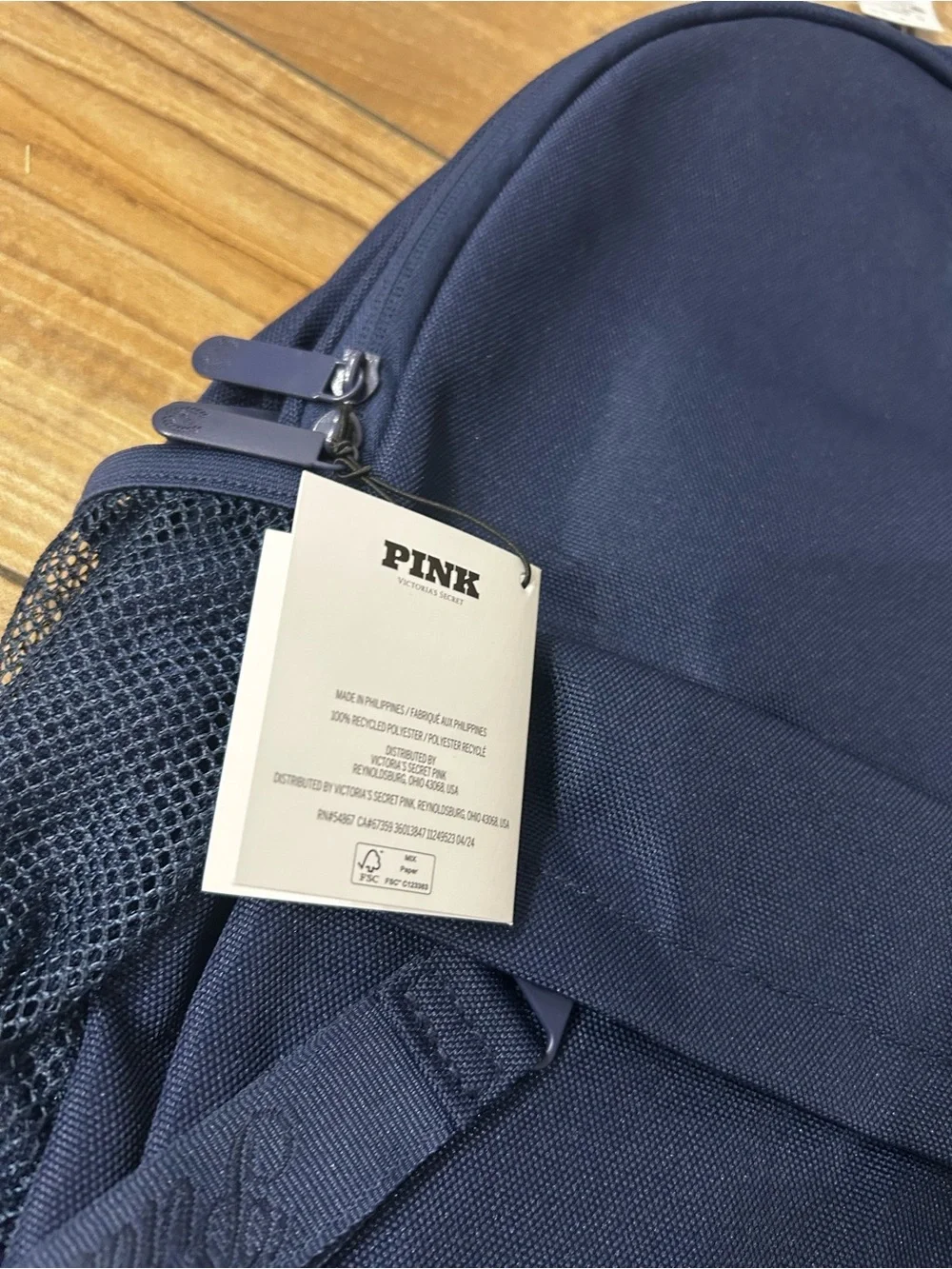 NEW Victoria's Secret PINK Ivy Classic Canvas School Laptop Backpack NAVY BLUE
